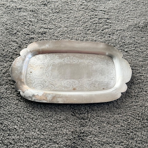 Coronet Plate Other - Vintage Coronet Plate Silver Over Copper Scalloped Etched Tray 1655 E.P. Copper